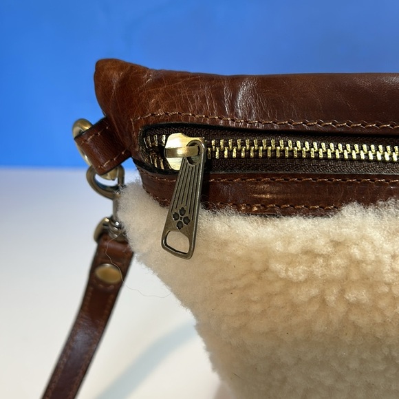 PATRICIA NASH WOMENS BROWN LEATHER WHITE SHERPA  TINCHI BELT BAG NEW WITH TAGS - Picture 4 of 11